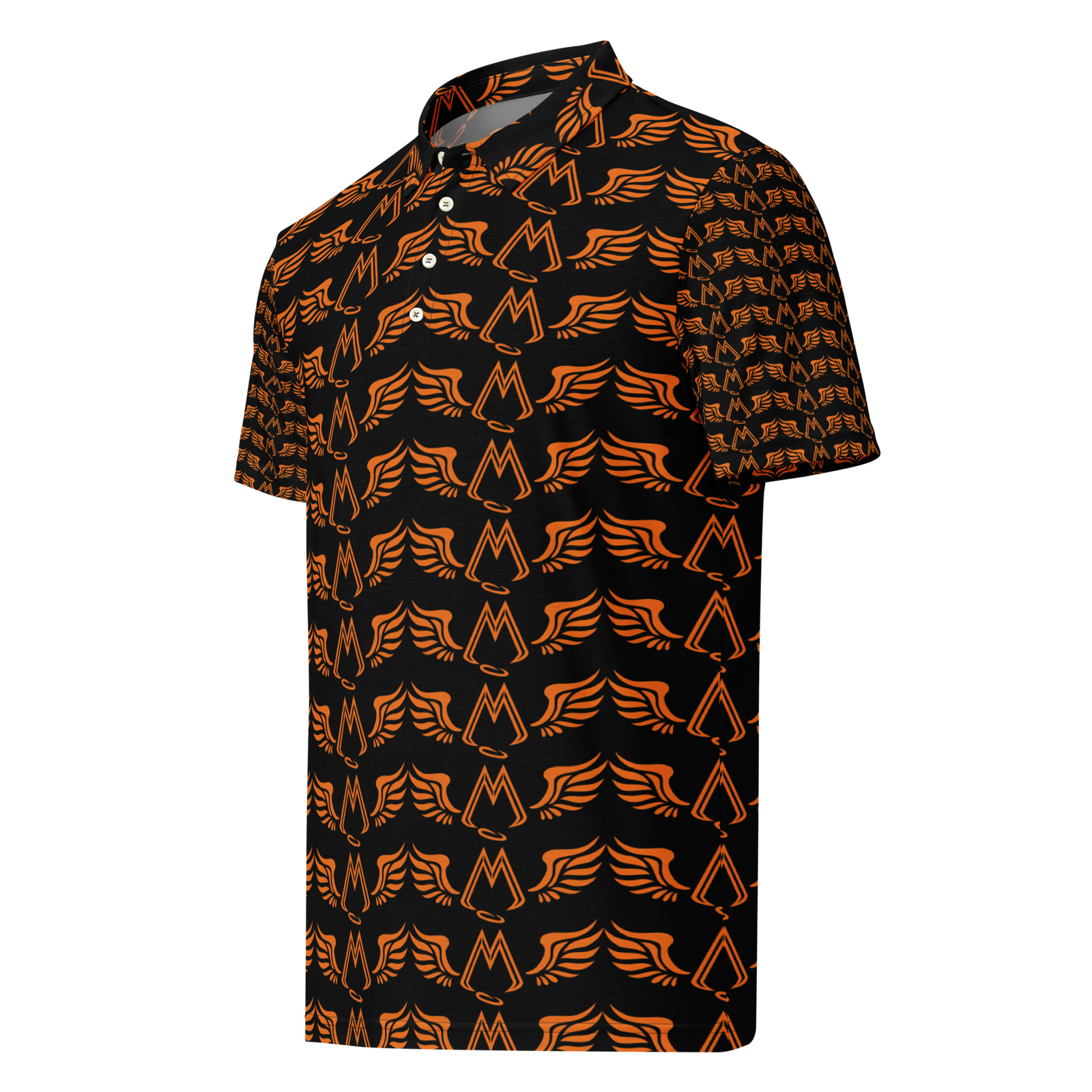 Men’s Black Slim Fit Polo With Duplicated Orange MM Iconic Logo