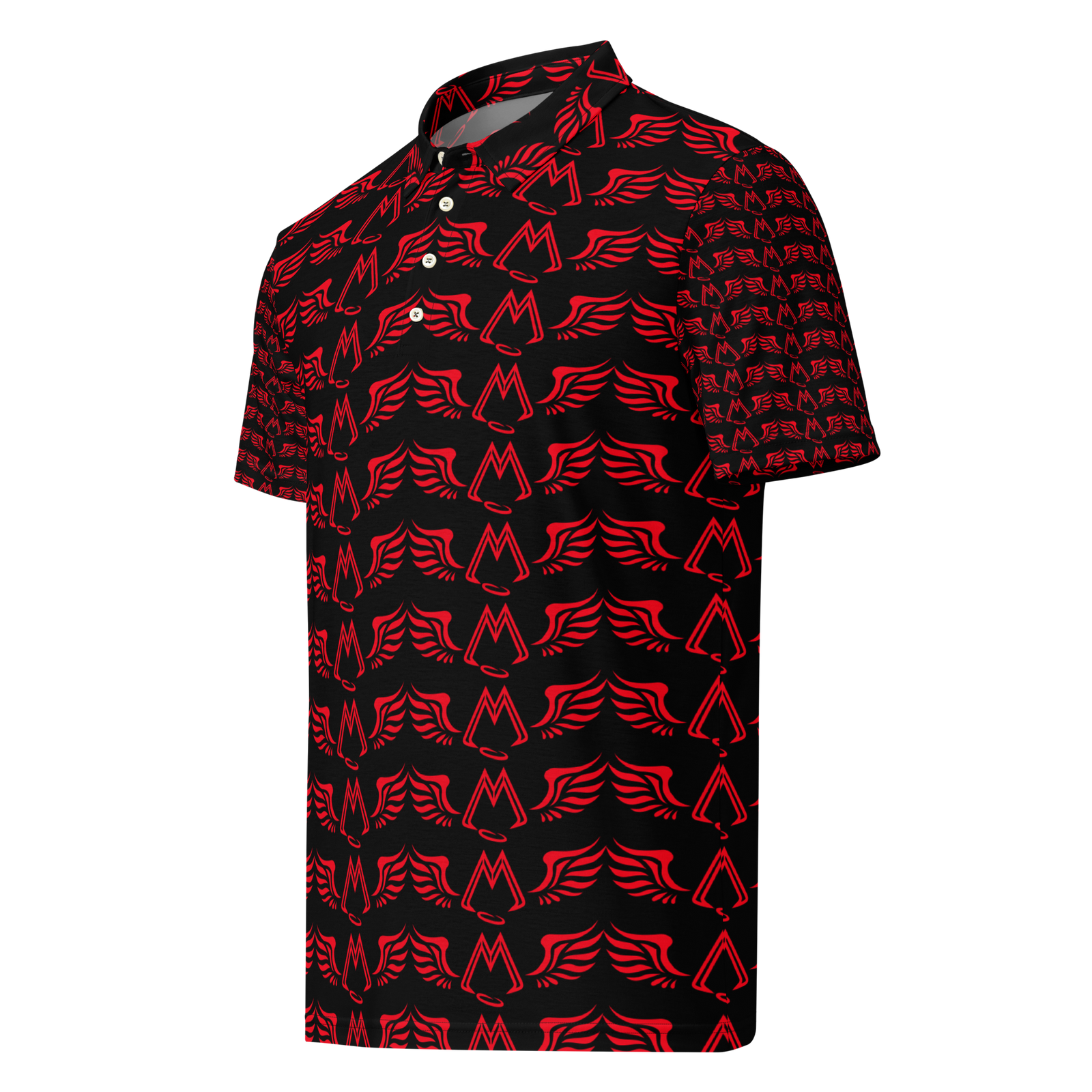 Men’s Black Slim Fit Polo With Duplicated Red MM Iconic Logo