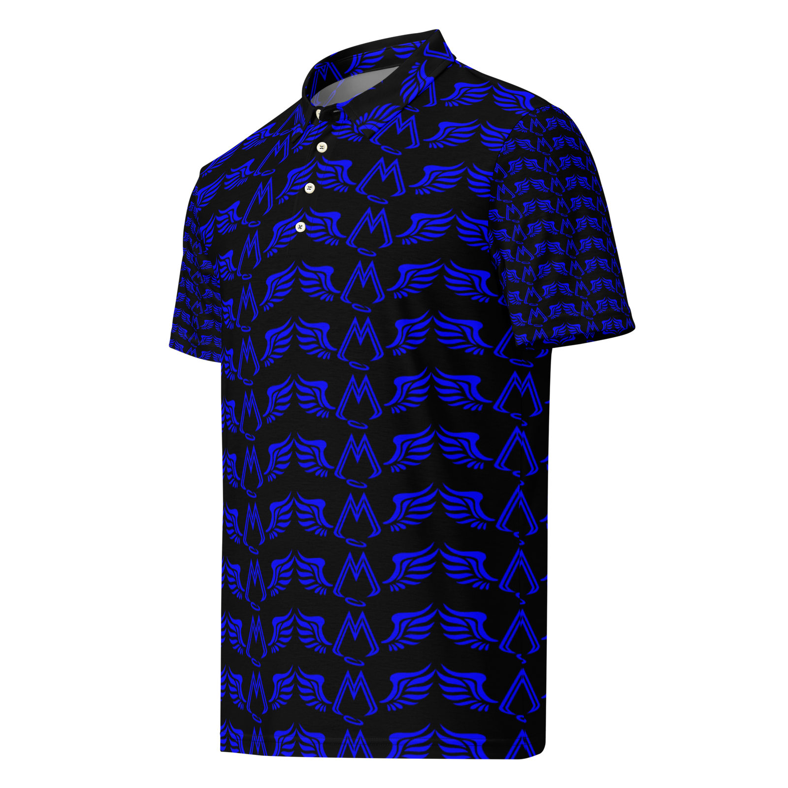 Men’s Black Slim Fit Polo With Duplicated Blue MM Iconic Logo
