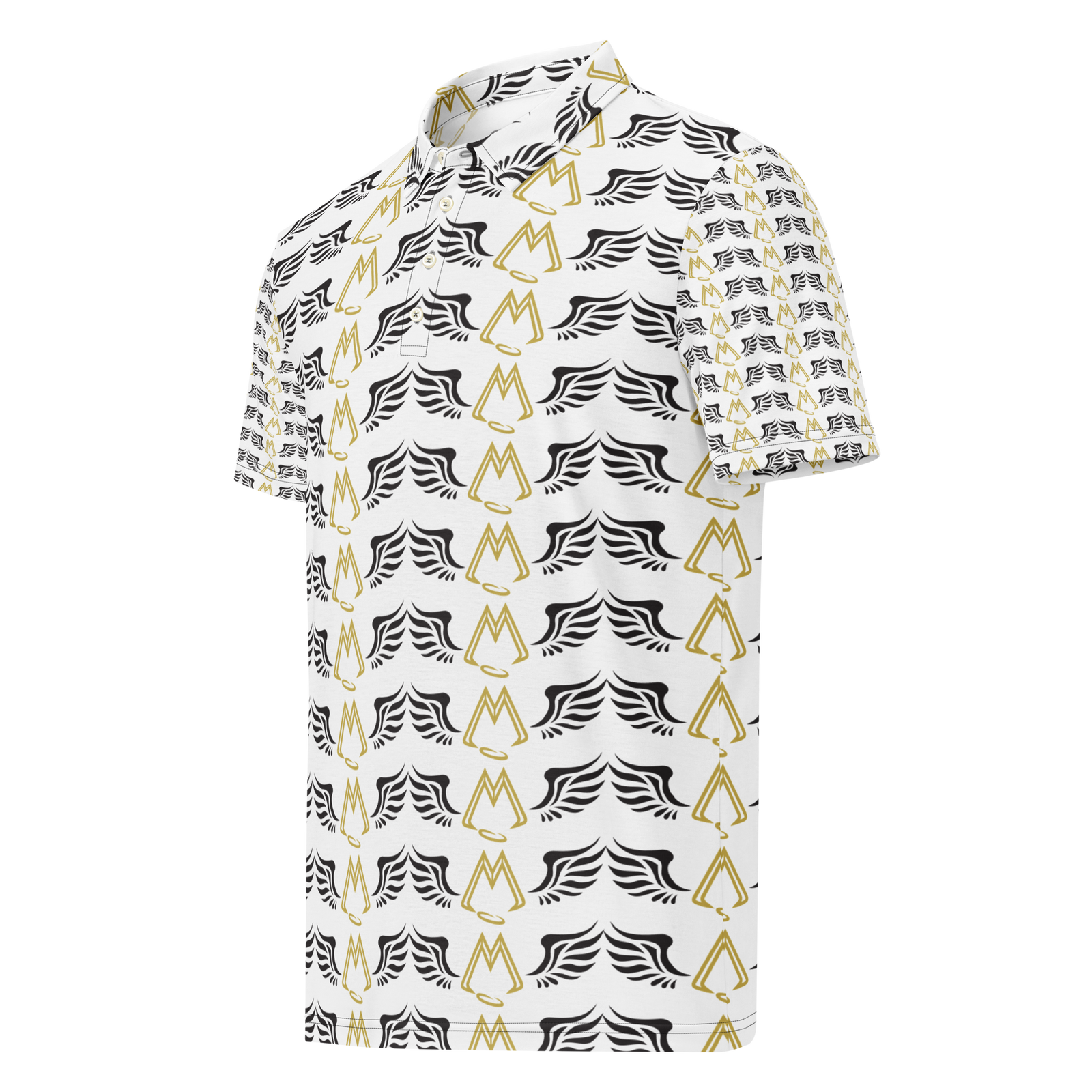 Men’s White Slim Fit Polo With Duplicated Gold-Black MM Iconic Logo
