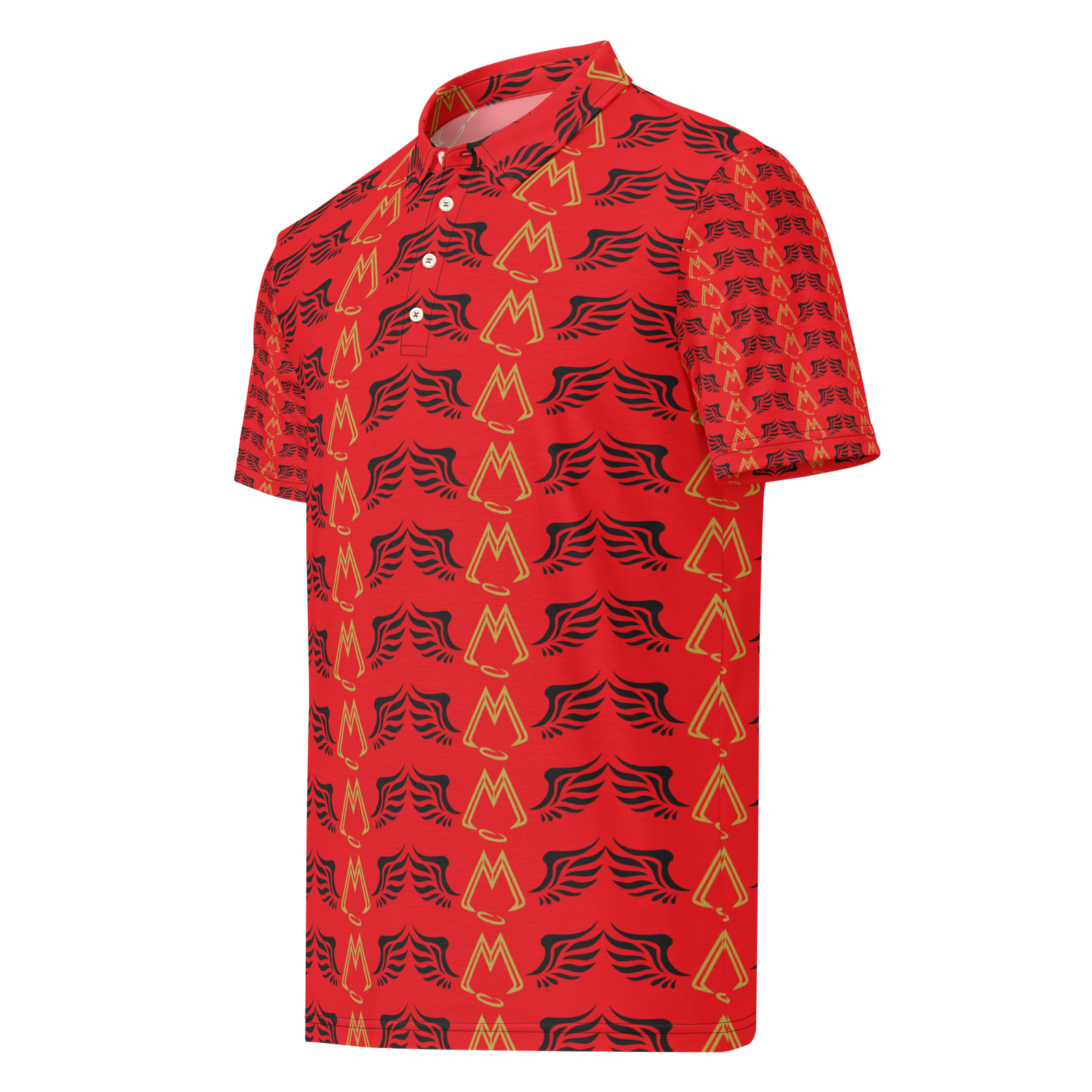 Men’s Red Slim Fit Polo With Duplicated Gold-Black MM Iconic Logo