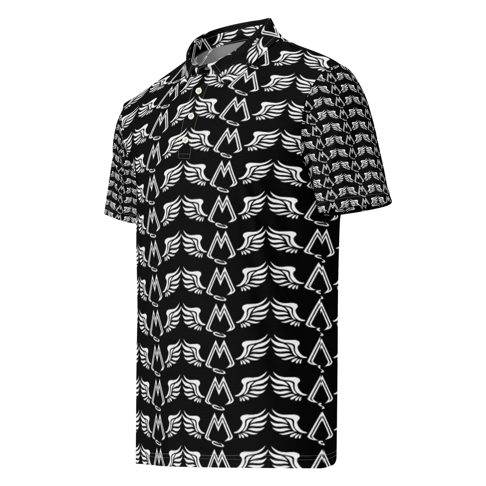 Men’s Black Slim Fit Polo With Duplicated White MM Iconic Logo