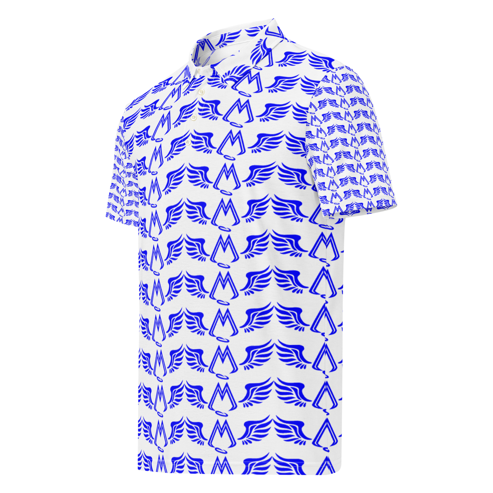 Men’s White Slim Fit Polo With Duplicated Blue MM Iconic Logo