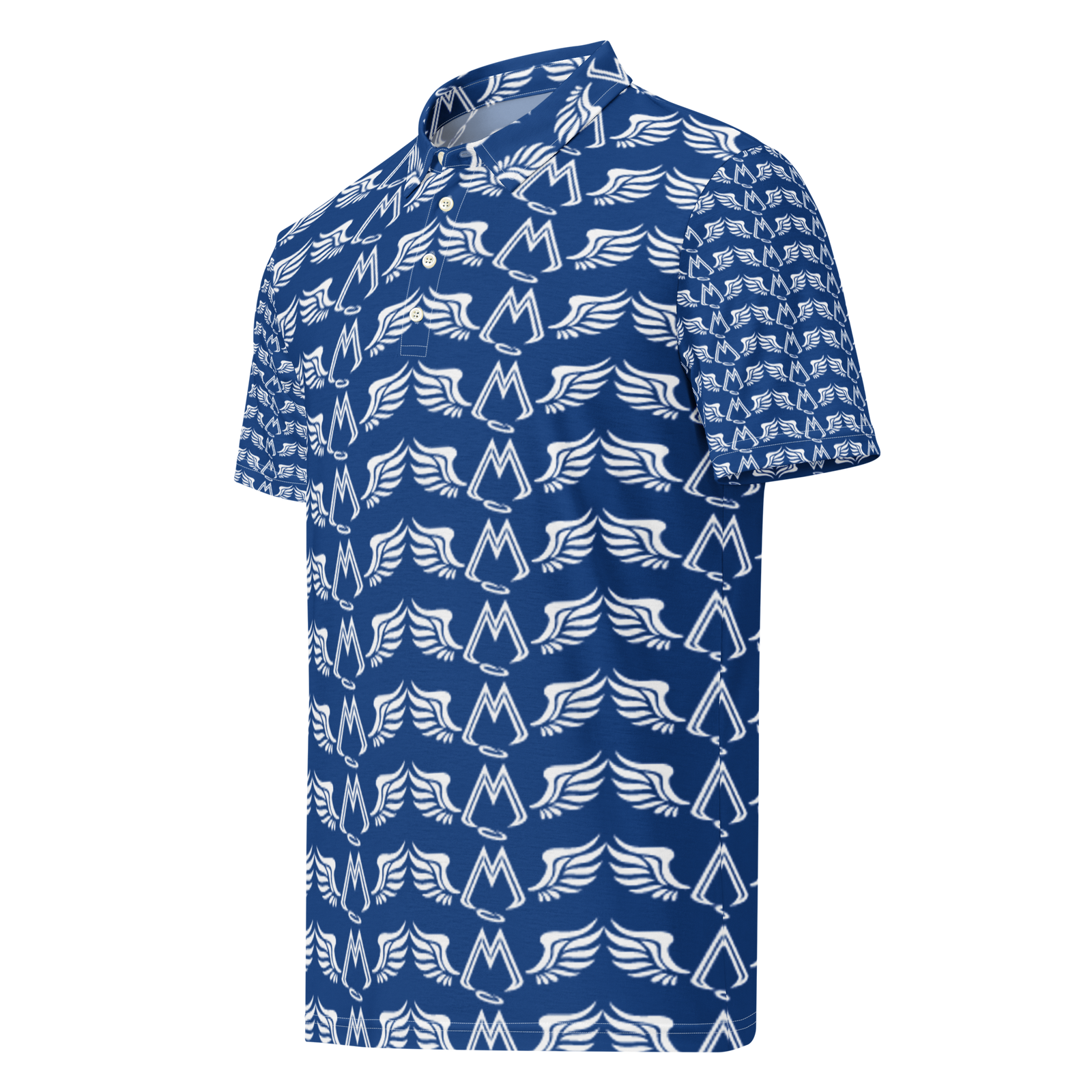 Men’s Blue Slim Fit Polo With Duplicated White MM Iconic Logo