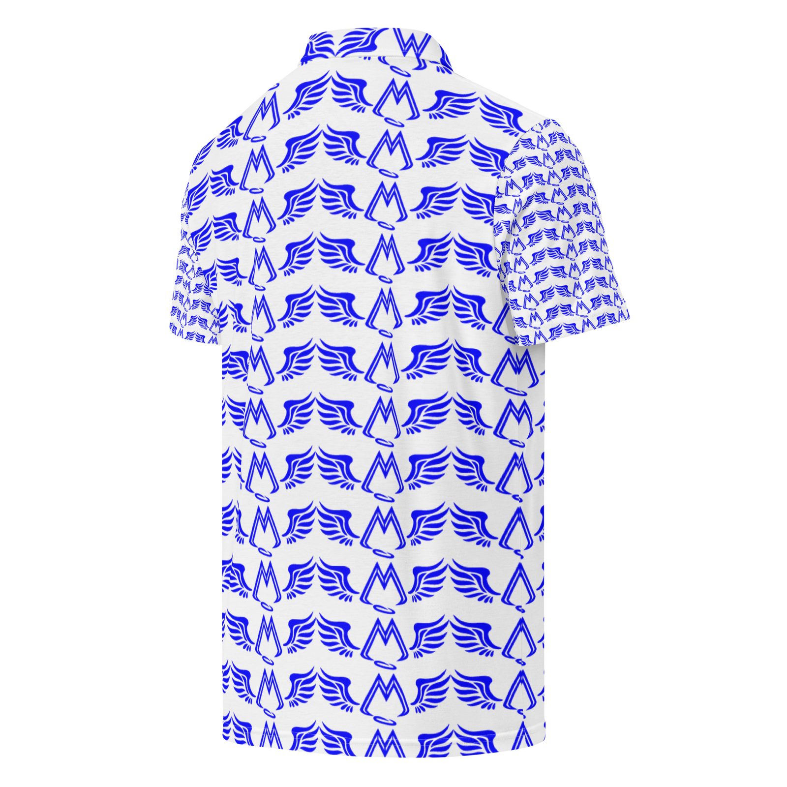 Men’s White Slim Fit Polo With Duplicated Blue MM Iconic Logo