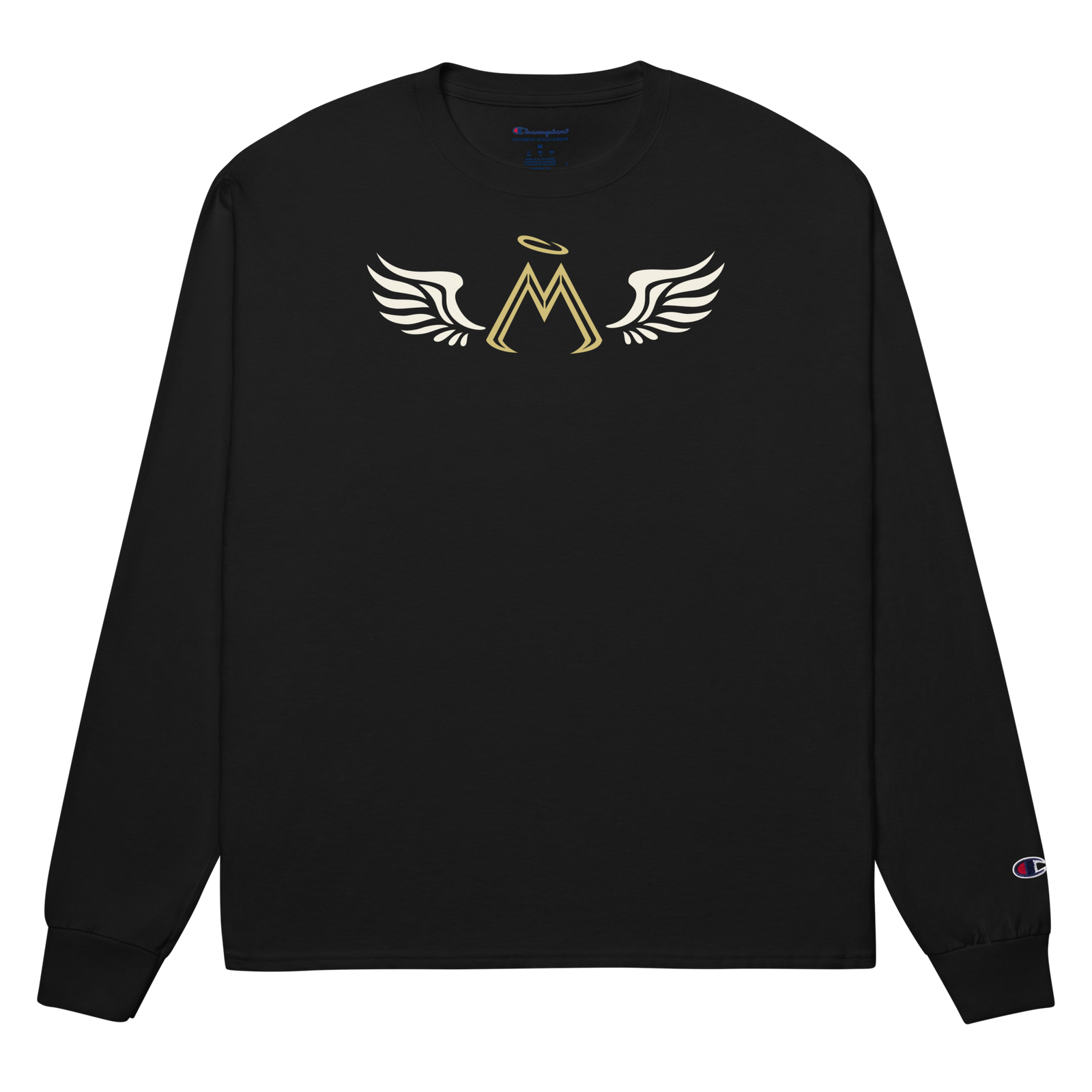 Men's Black Champion Long Sleeve Shirt With Classic MM Iconic Logo