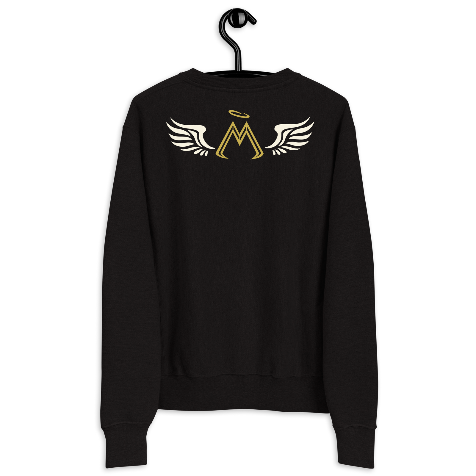 Men's Black Champion Sweatshirt With Embroidered Classic MM Iconic Logo