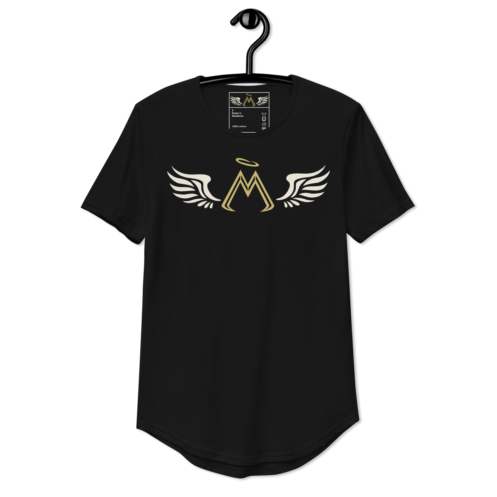 Unisex Black Curved Hem T-Shirt With Classic MM Iconic Logo