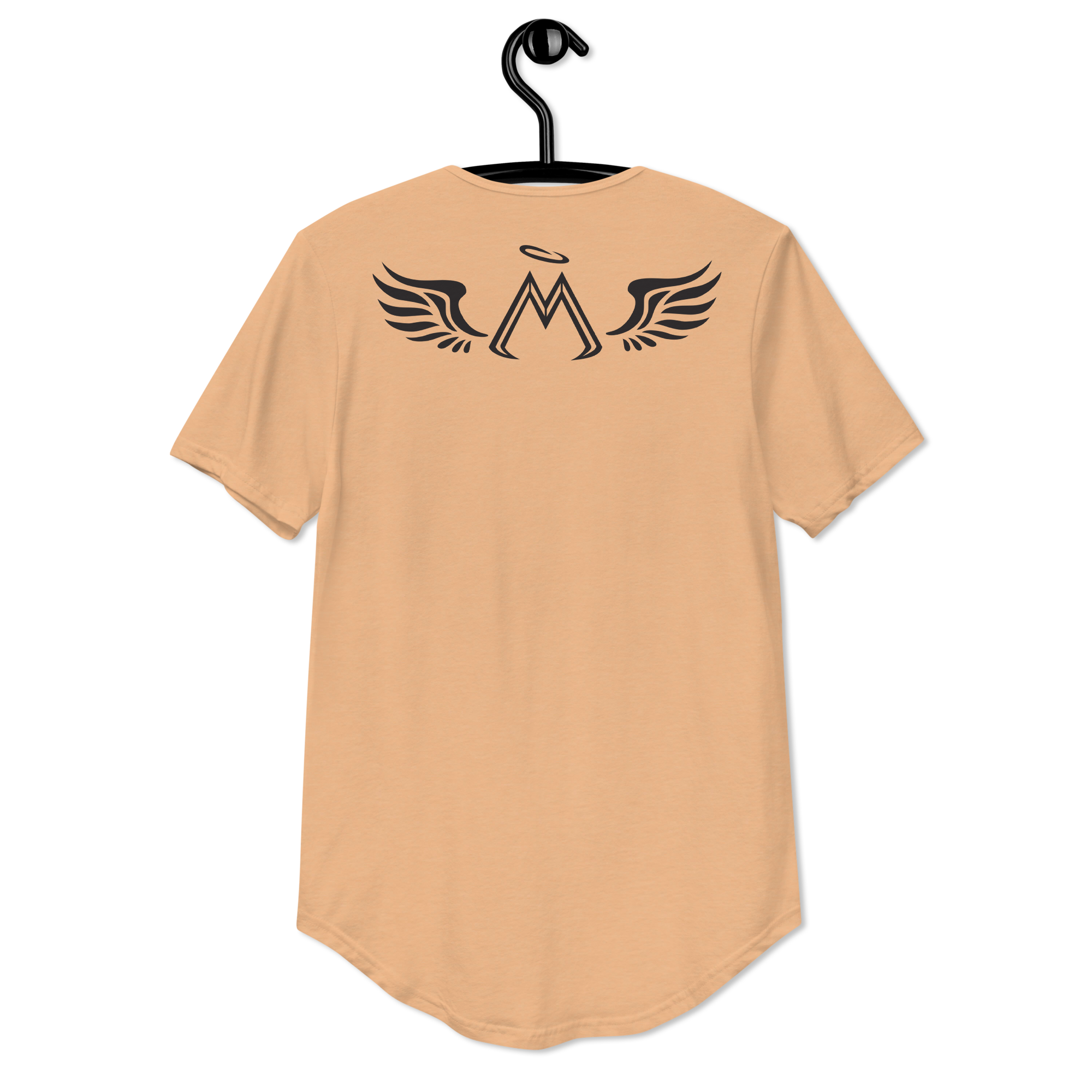 Heather Sand Dune Curved Hem T-Shirt With Black MM Iconic Logo