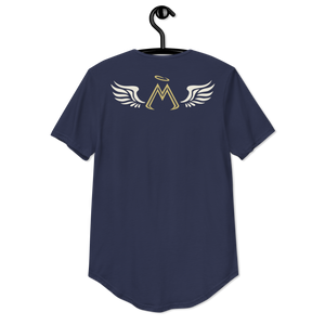 Navy Curved Hem T-Shirt With Classic MM Iconic Logo