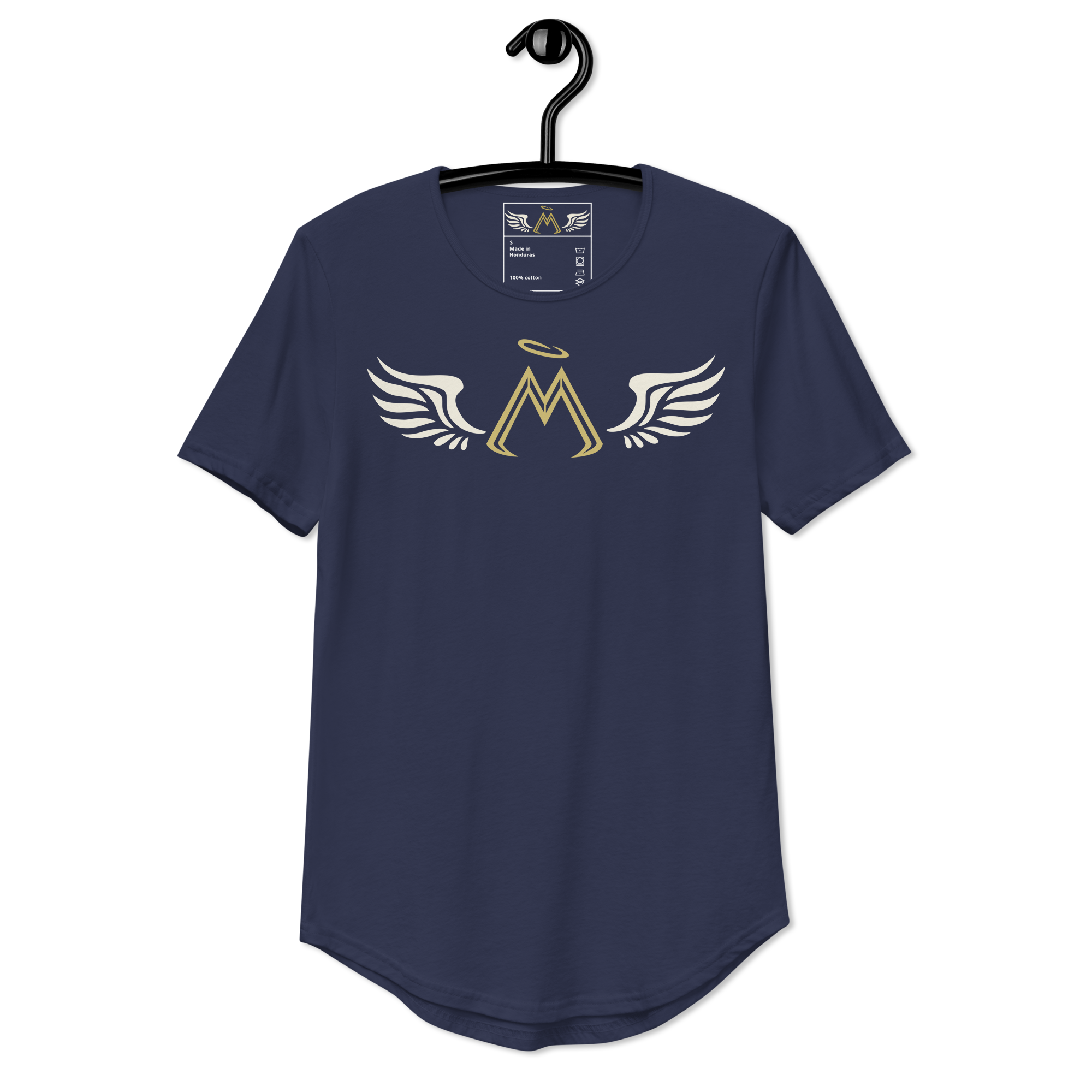 Navy Curved Hem T-Shirt With Classic MM Iconic Logo