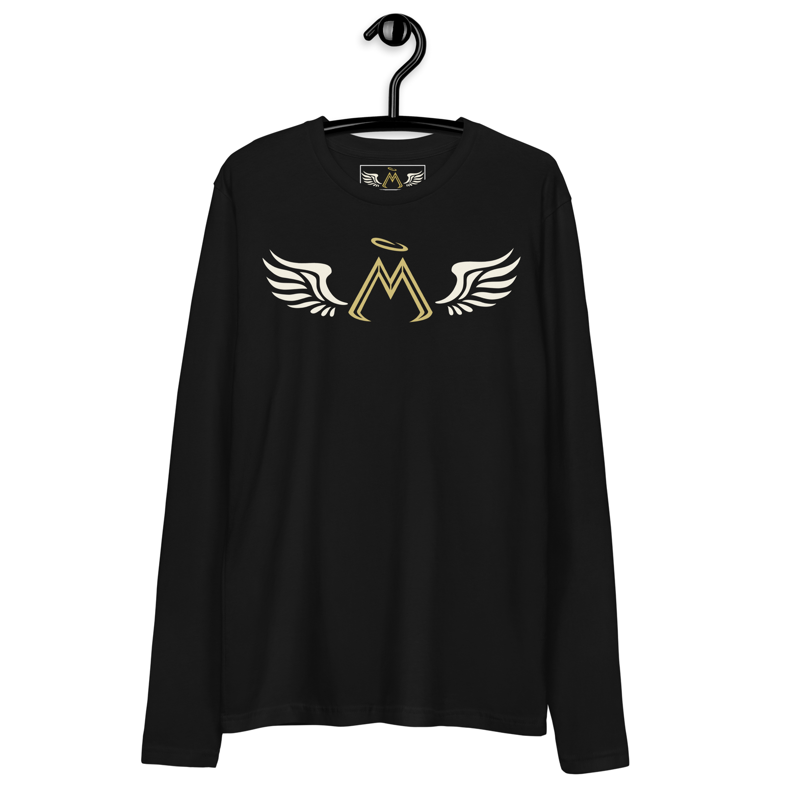 Black Long Sleeve Fitted Crew With Classic MM Iconic Logo