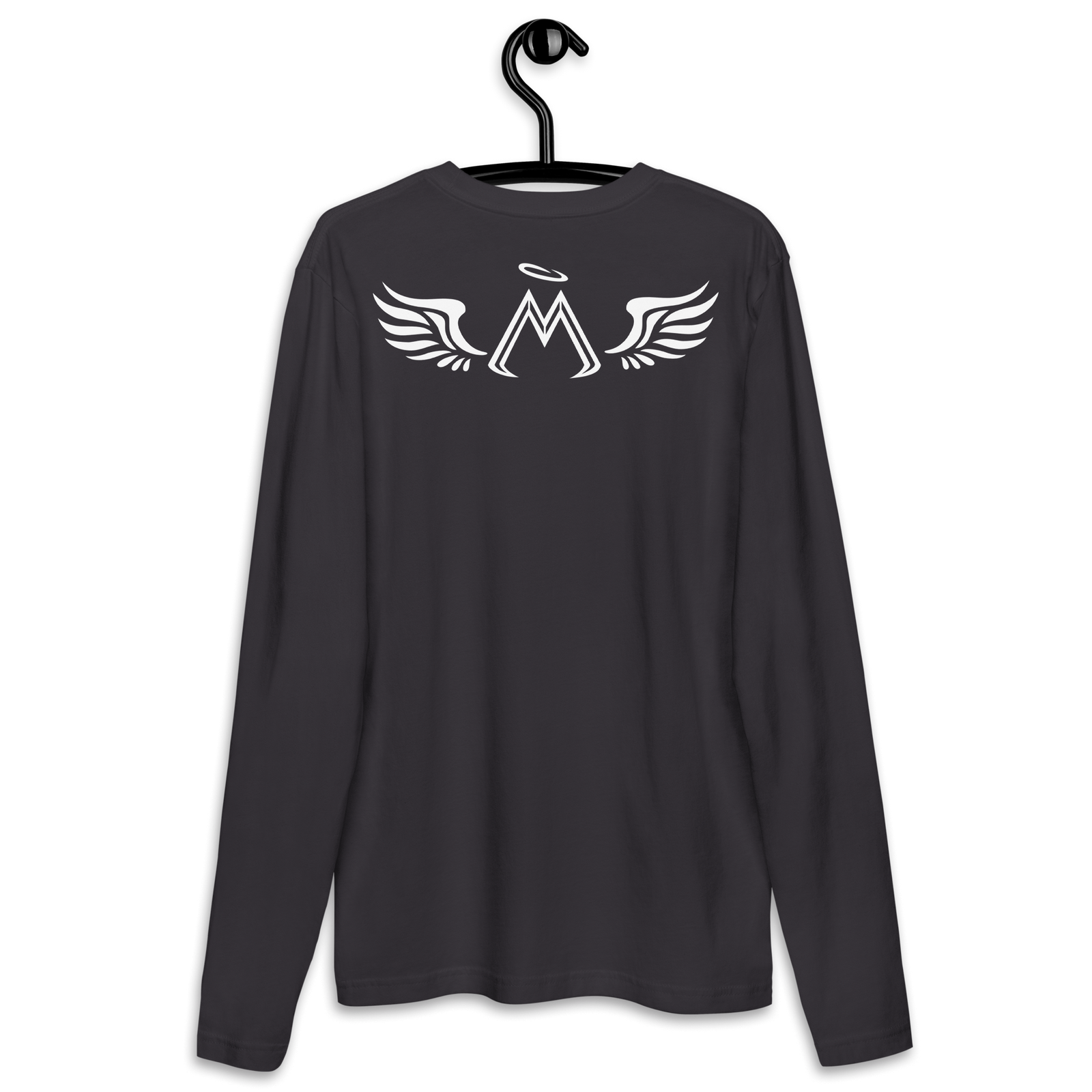 Dark Grey Long Sleeve Fitted Crew With White MM Iconic Logo