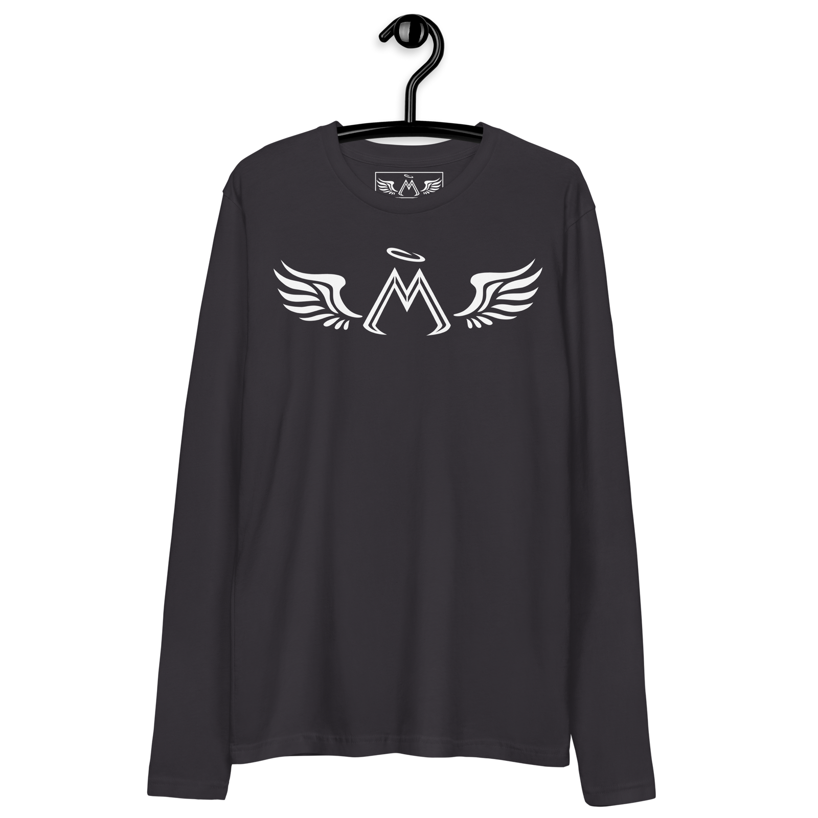 Dark Grey Long Sleeve Fitted Crew With White MM Iconic Logo