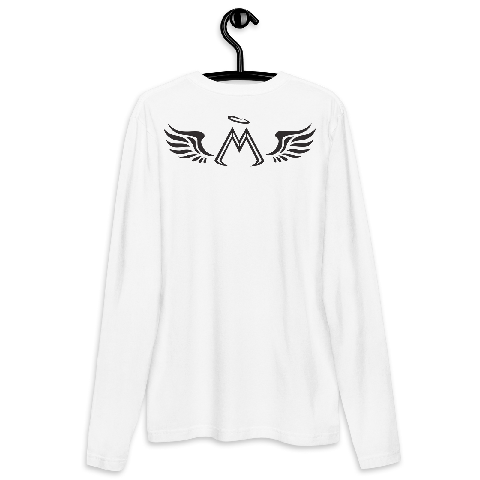 White Long Sleeve Fitted Crew With Black MM Iconic Logo