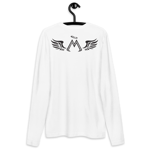 White Long Sleeve Fitted Crew With Black MM Iconic Logo
