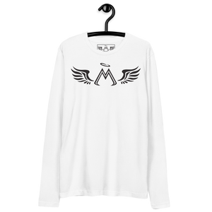 White Long Sleeve Fitted Crew With Black MM Iconic Logo