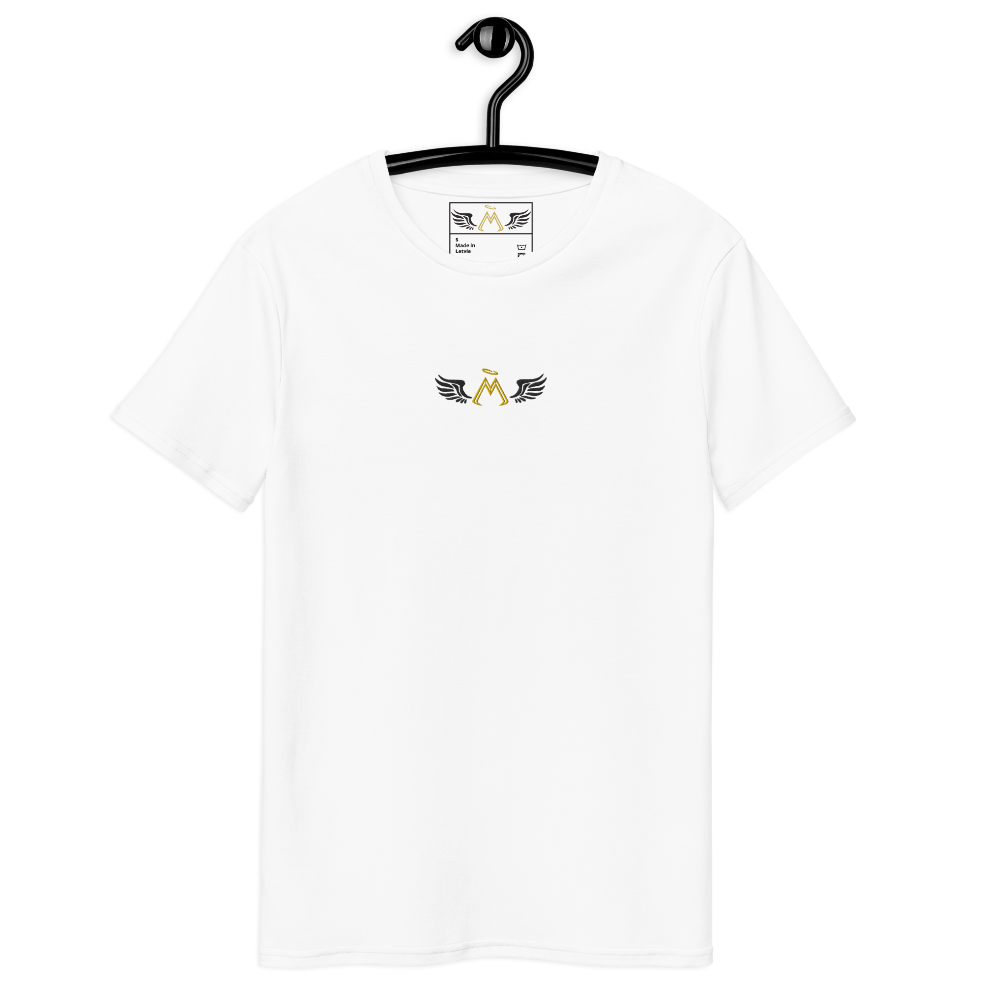 White Premium Cotton T-Shirt With Embroidered Gold-Black MM Iconic Logo