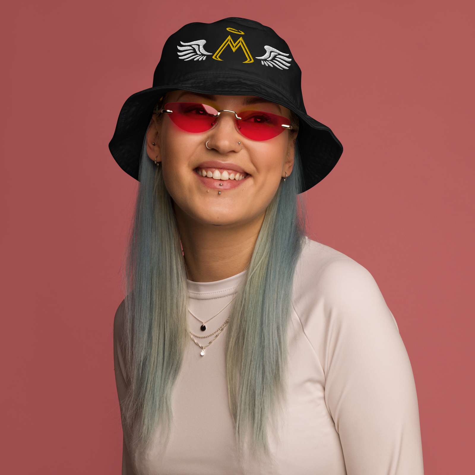 Black Organic Bucket Hat With Embroidered Classic MM Iconic Logo