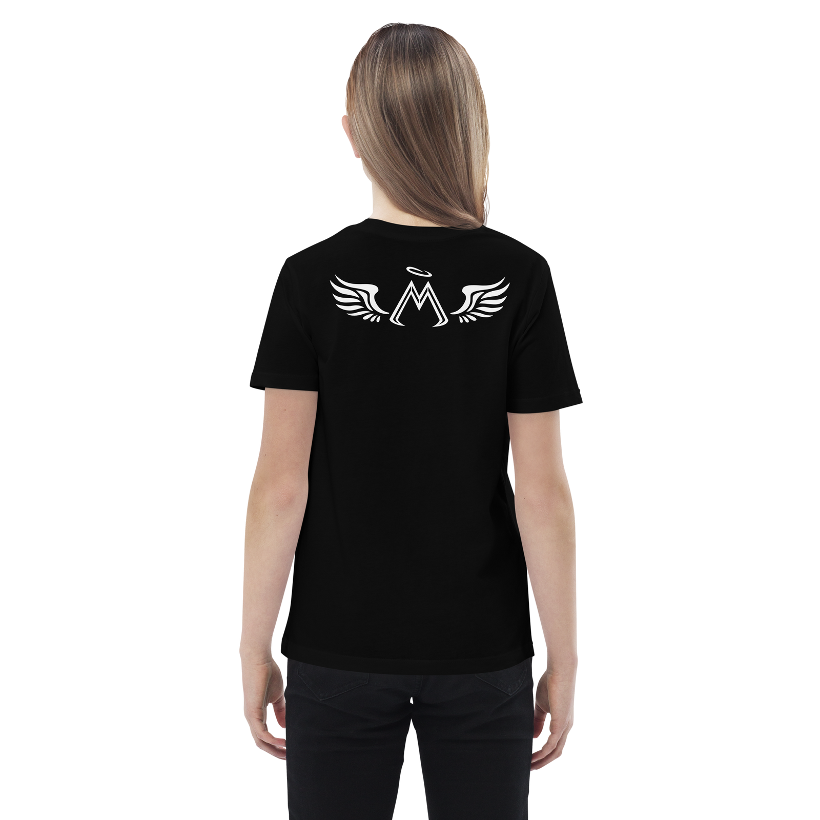 Black Unisex Organic Cotton Kids T-Shirt With Classic MM Iconic Logo