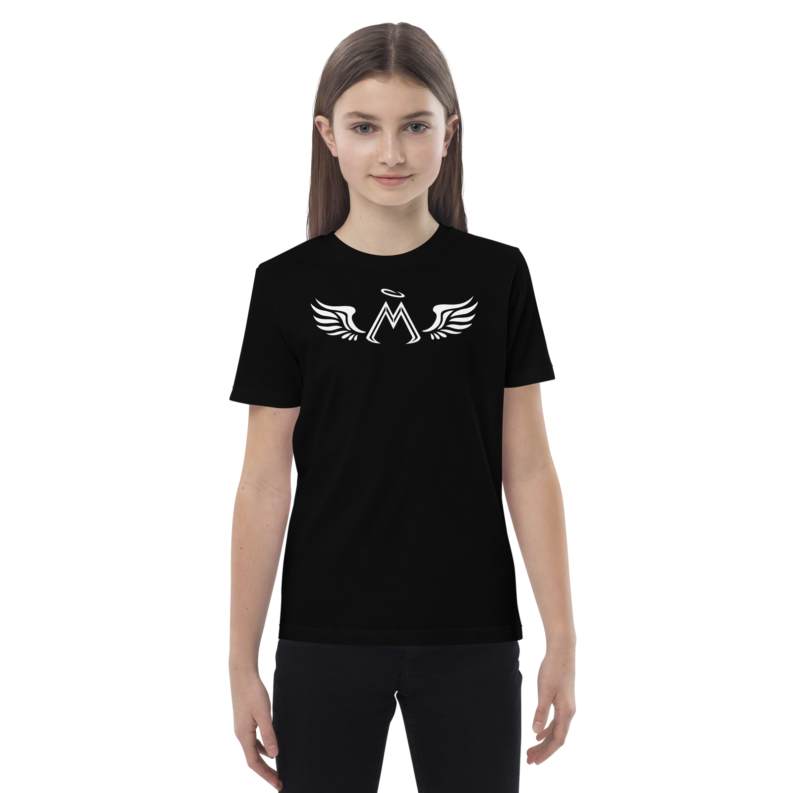 Black Unisex Organic Cotton Kids T-Shirt With Classic MM Iconic Logo