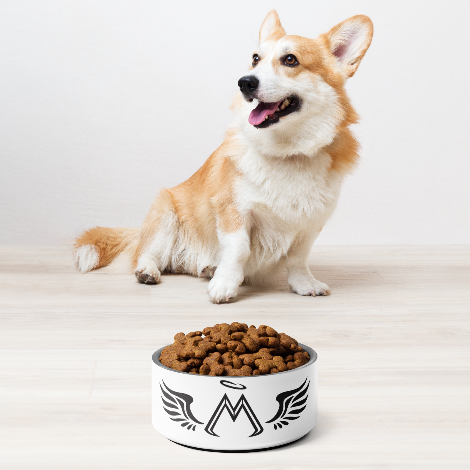 White Pet Bowl With Black MM Iconic Logo