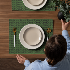 Army Green Placemat Set Of 4 With Duplicated Black MM Iconic Logo