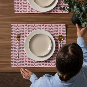 Pink Placemat Set Of 4 With Duplicated Black MM Iconic Logo