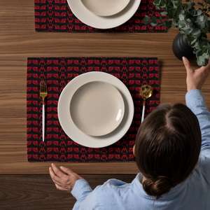 Black Placemat Set Of 4 With Duplicated Red MM Iconic Logo