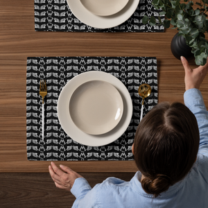 Black Placemat Set Of 4 With Duplicated White MM Iconic Logo