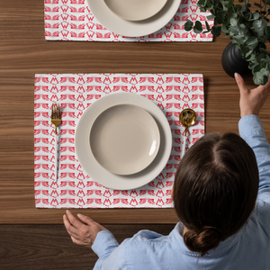 White Placemat Set Of 4 With Duplicated Red MM Iconic Logo