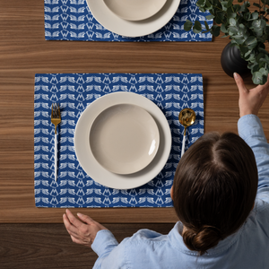 Blue Placemat Set Of 4 With Duplicated White MM Iconic Logo