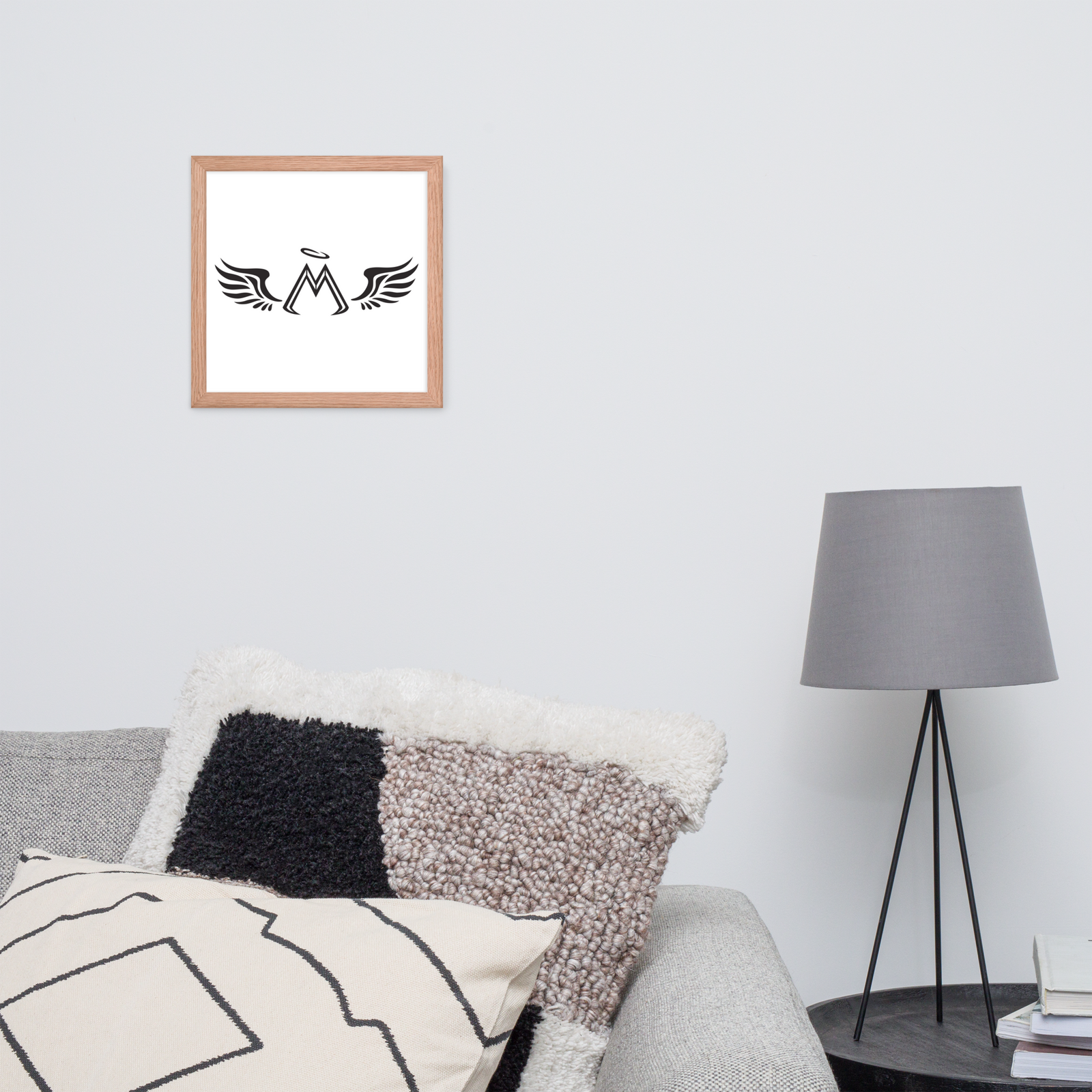 Red Oak Framed White Photo Paper Poster With Black MM Iconic Logo