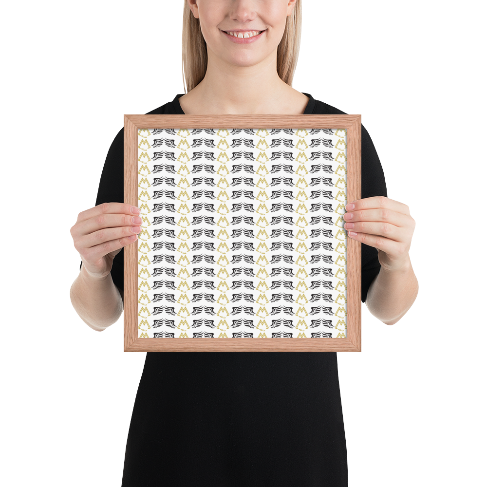 Red Oak Framed White Photo Paper Poster With Duplicated Gold-Black MM Iconic Logo