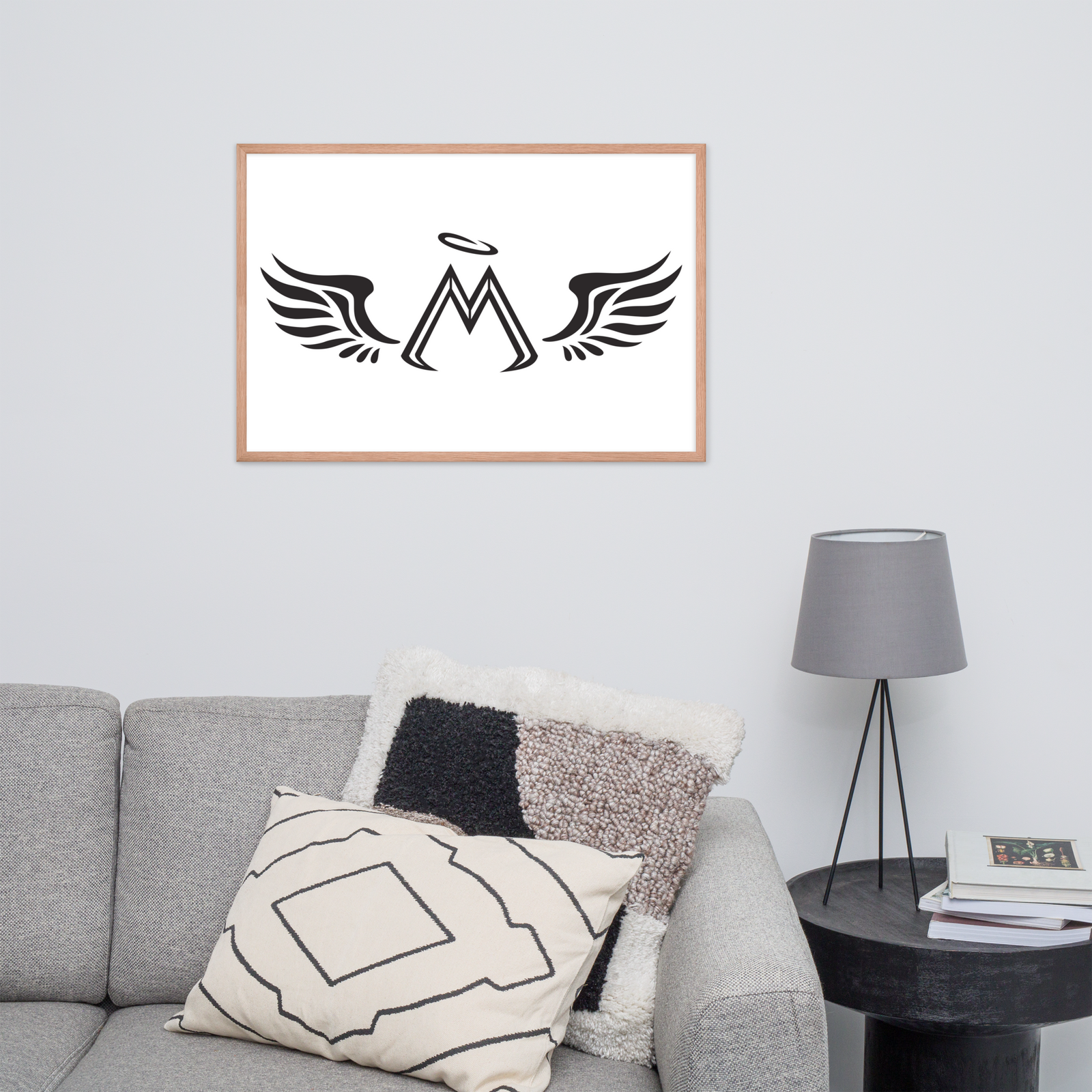 Red Oak Framed White Photo Paper Poster With Black MM Iconic Logo