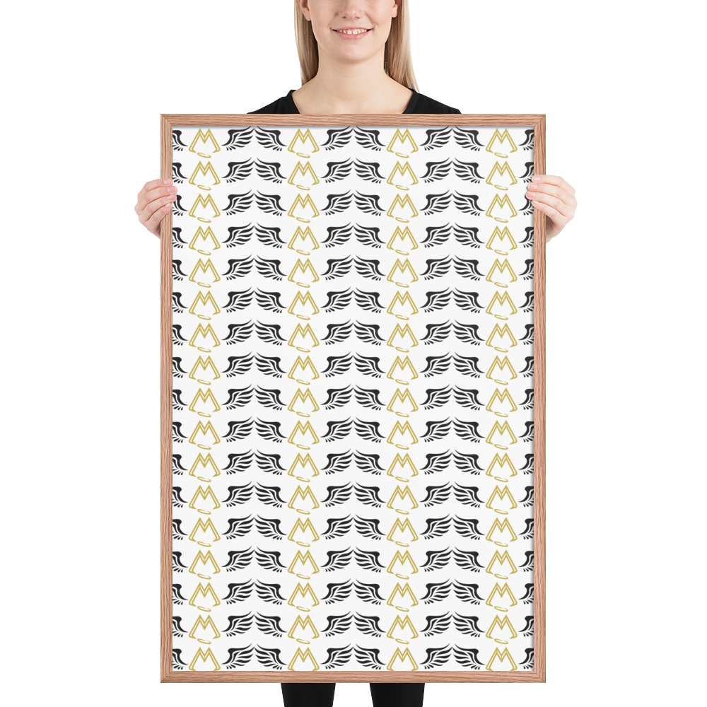 Red Oak Framed White Photo Paper Poster With Duplicated Gold-Black MM Iconic Logo