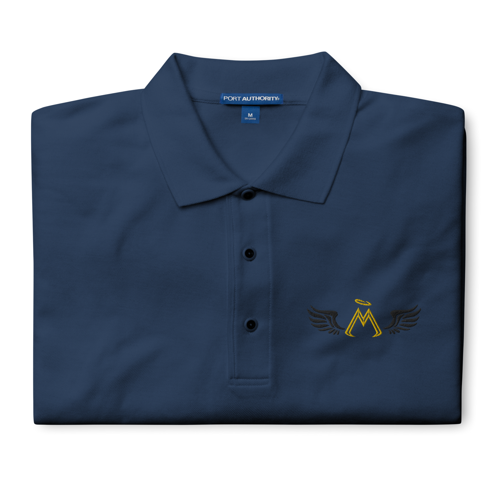 Blue Navy Premium Polo With Embroidered Gold-Black MM Iconic Logo