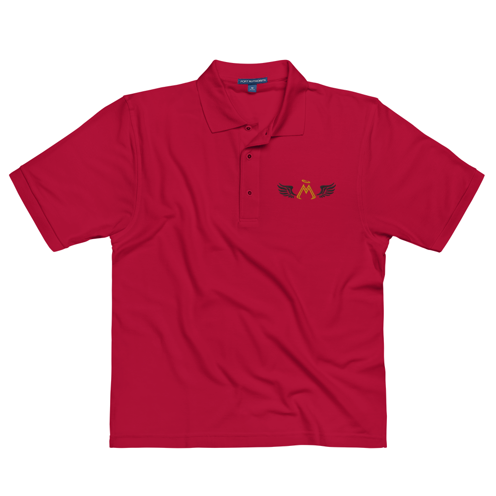 Red Premium Polo With Embroidered Gold-Black MM Iconic Logo
