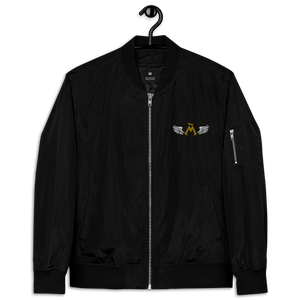 Black Unisex Premium Recycled Bomber Jacket With Embroidered Classic MM Iconic Logo