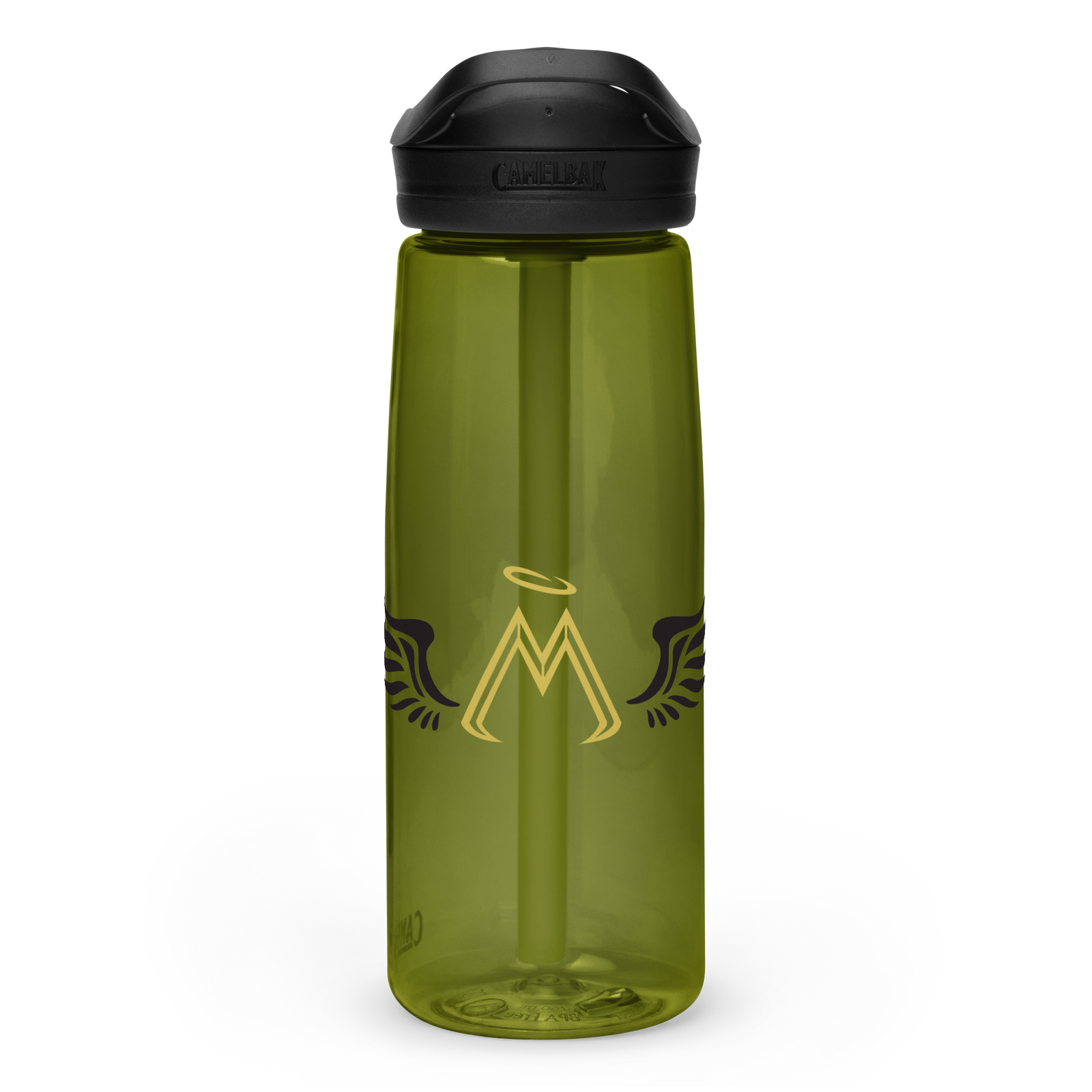 Olive Green Sports Water Bottle With Gold-Black MM Iconic Logo