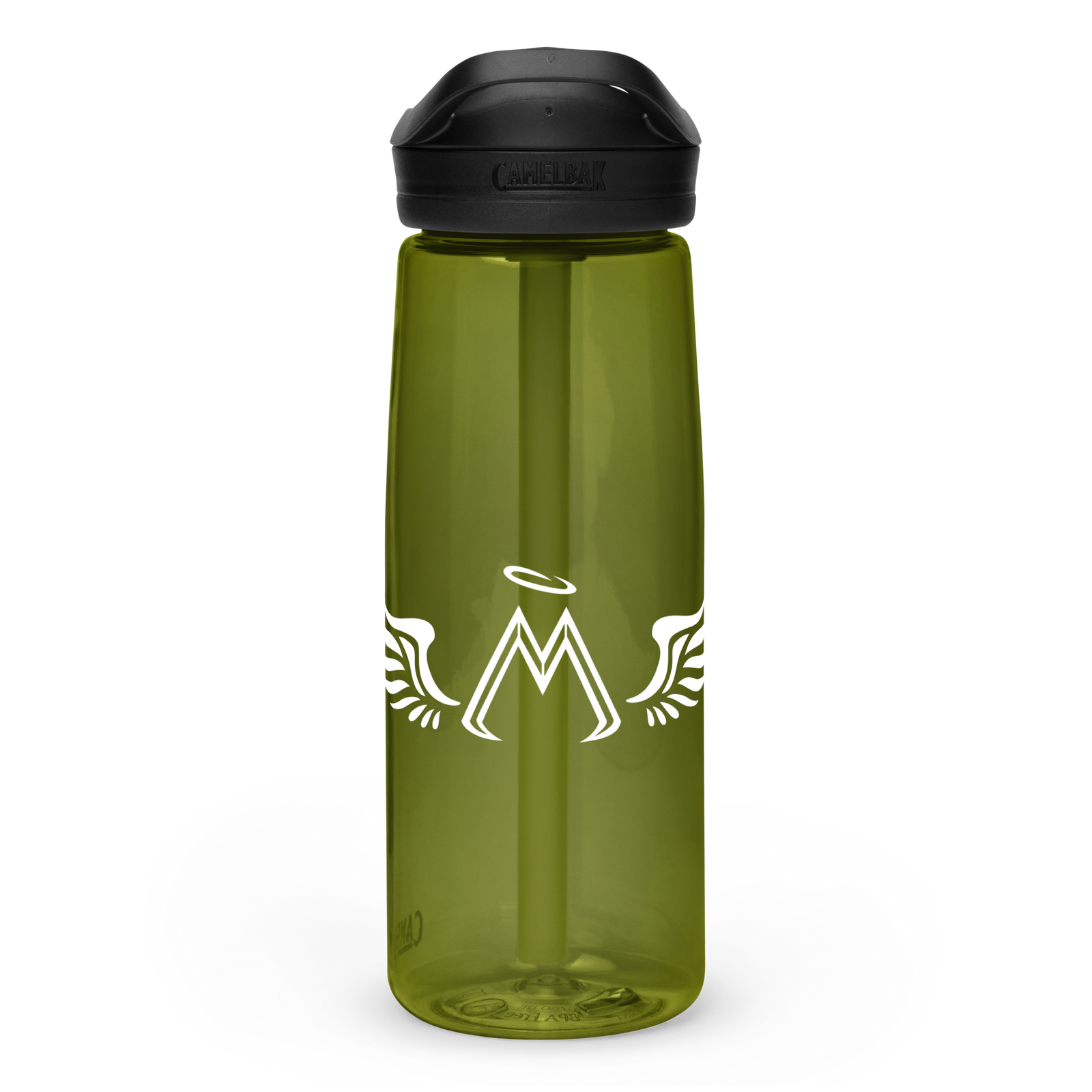 Olive Green Sports Water Bottle With White MM Iconic Logo
