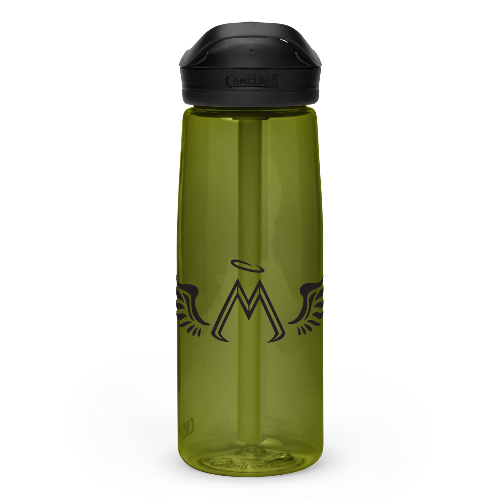 Olive Green Sports Water Bottle With Black MM Iconic Logo