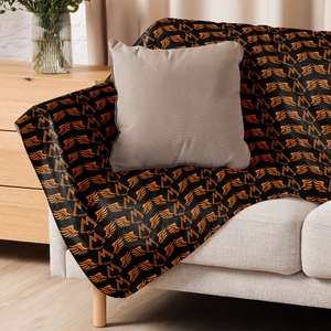 Black Sherpa Blanket With Duplicated Orange MM Iconic Logo