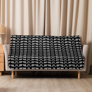 Black Sherpa Blanket With Duplicated White MM Iconic Logo