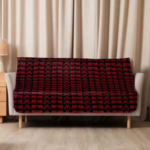 Black Sherpa Blanket With Duplicated Red MM Iconic Logo