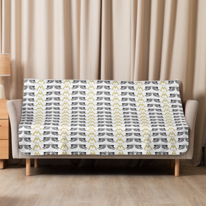 White Sherpa Blanket With Duplicated Gold-Black MM Iconic Logo