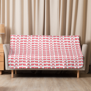 White Sherpa Blanket With Duplicated Red MM Iconic Logo