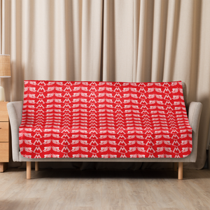Red Sherpa Blanket With Duplicated White MM Iconic Logo