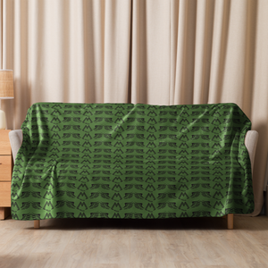 Army Green Sherpa Blanket With Duplicated Black MM Iconic Logo