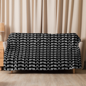 Black Sherpa Blanket With Duplicated White MM Iconic Logo